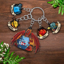 Load image into Gallery viewer, Personalized Dragon Dice Dad Keychain - Custom Father’s Day Gift Keychains PopCulturePrints
