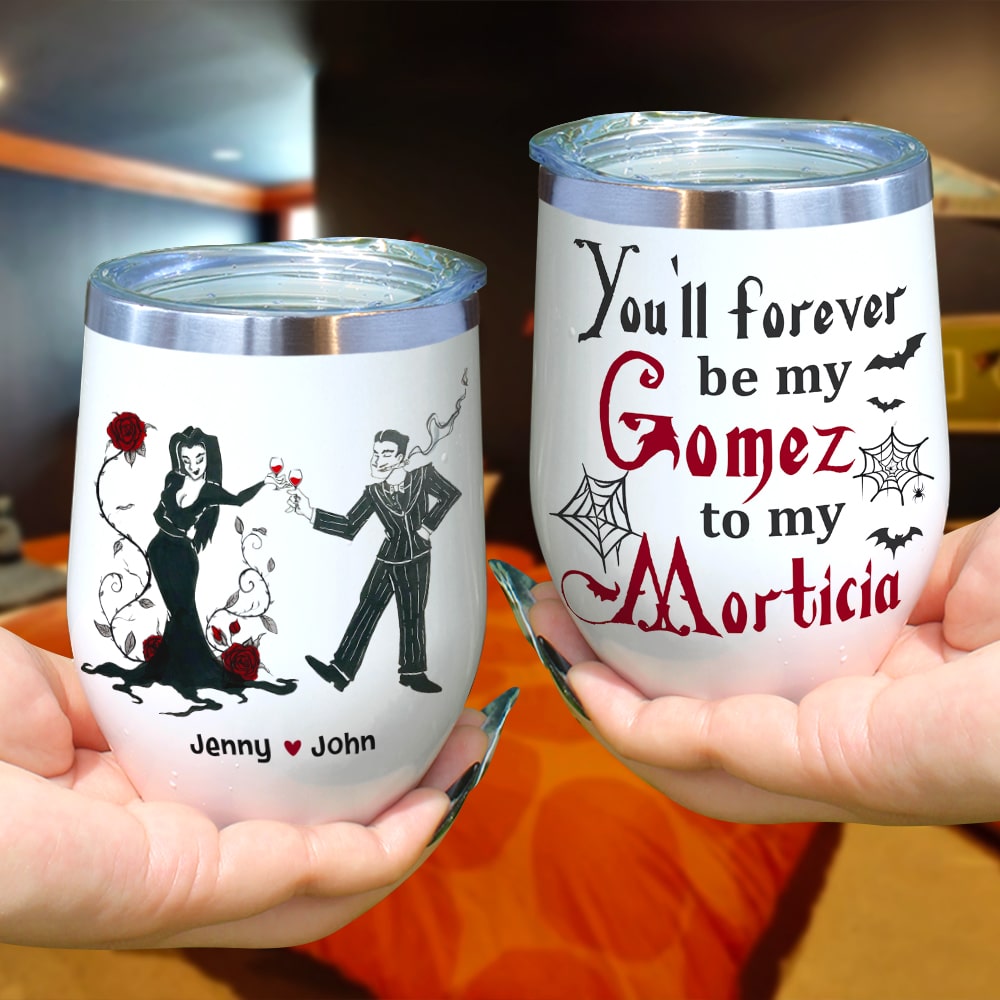 Horror Couple Personalized Wine Tumbler - Unique Valentine's Day Gifts for Spooky Lovers Wine Tumbler PopCulturePrints