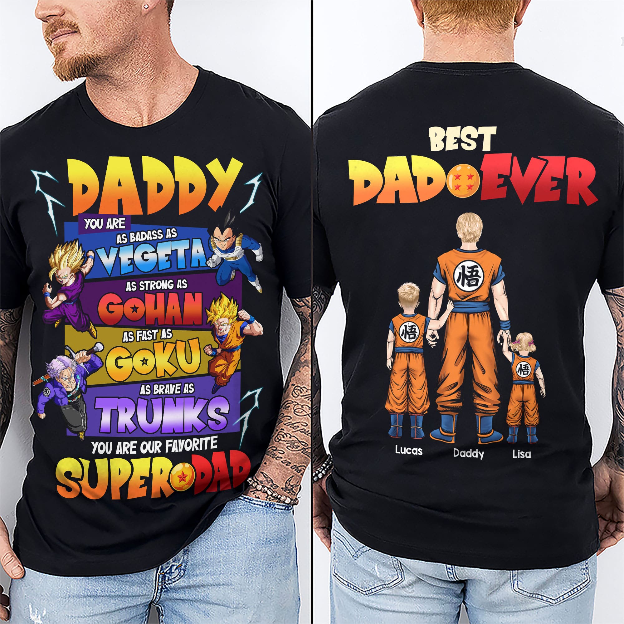 “Best Dad Ever” - Personalized Dragon Dad Shirt - Gift for Dad, Grandpa, and Super Dads Shirts PopCulturePrints