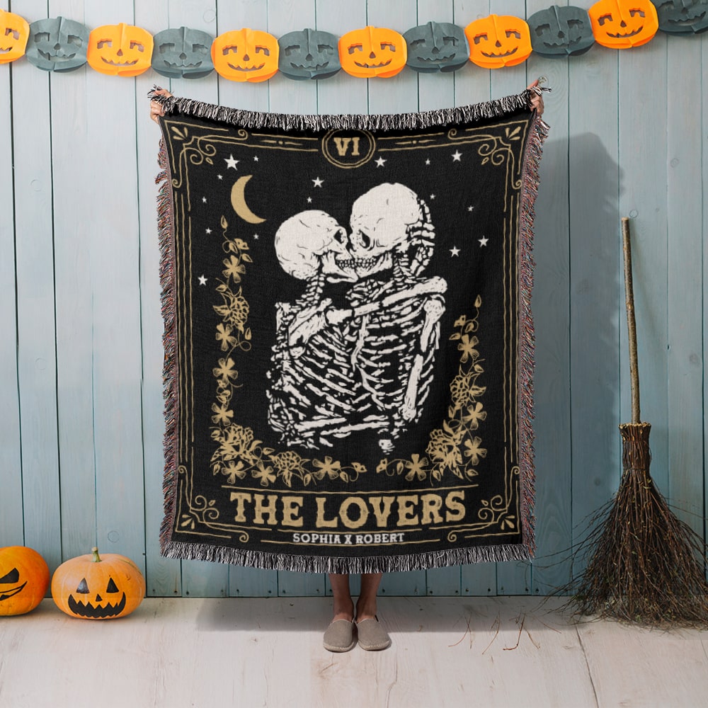 Spooky Lovers Personalized Halloween Blanket - Valentine's Day Gifts and Custom Gifts for Couples Blanket PopCulturePrints