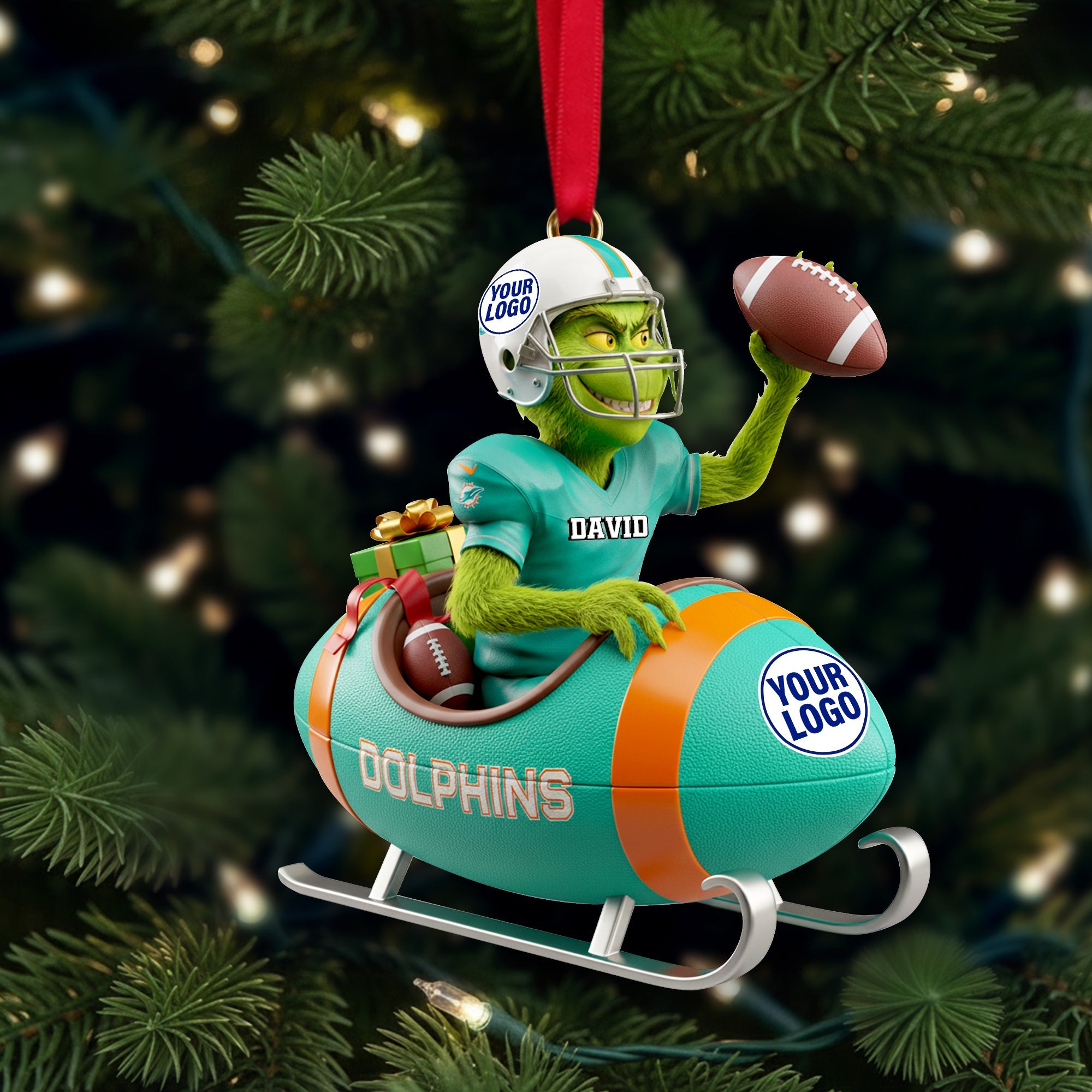 “Score Big This Holiday!” - Personalized Holiday Touchdown Ornament - Custom Gift for Sports Lovers Ornament PopCulturePrints