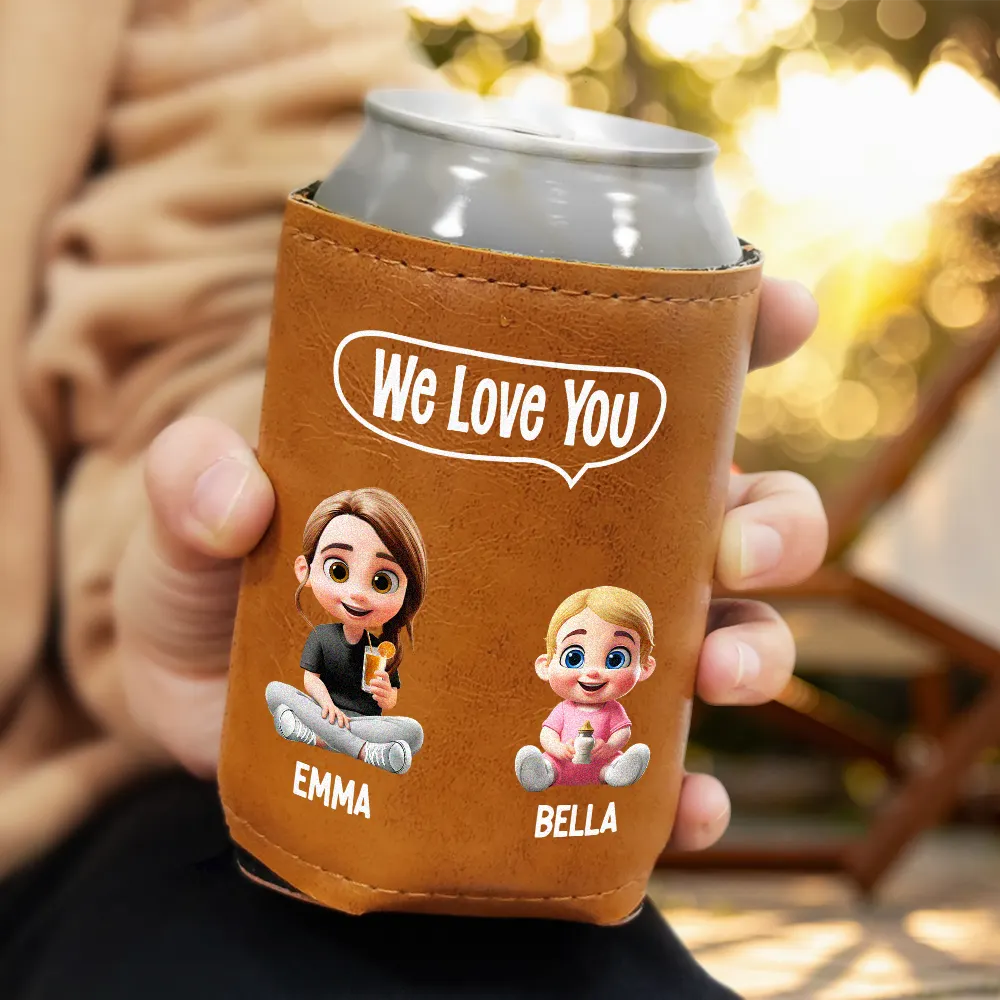 Dear Dad, Thanks For Wiping My Butt & Stuff - Personalized Leather Can Cooler Leather Can Cooler PopCulturePrints