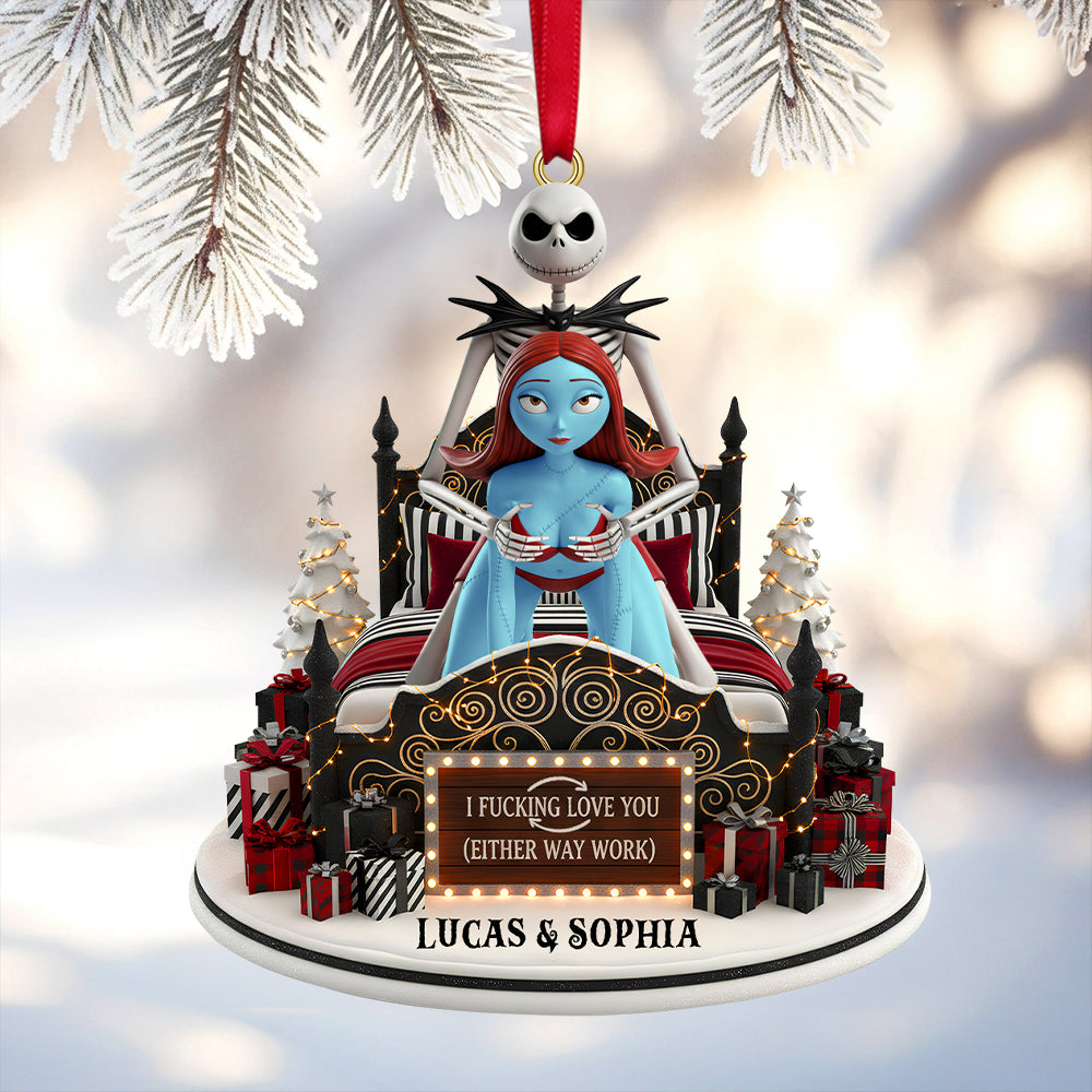 "I F***ing Love You (Either Way)" - Personalized Funny Couple Christmas Ornament - Unique Gift for Spooky Couples Ornament PopCulturePrints