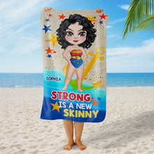 Load image into Gallery viewer, Personalized 'Strong Is The New Skinny' Beach Towel - Empowering Gifts for Best Friends Beach Towel PopCulturePrints
