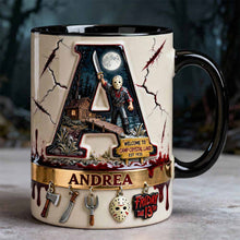 Load image into Gallery viewer, “Welcome to Camp Crystal Lake” - Lake Slasher Accent Mug, Personalized for Horror Fans Coffee Mug PopCulturePrints
