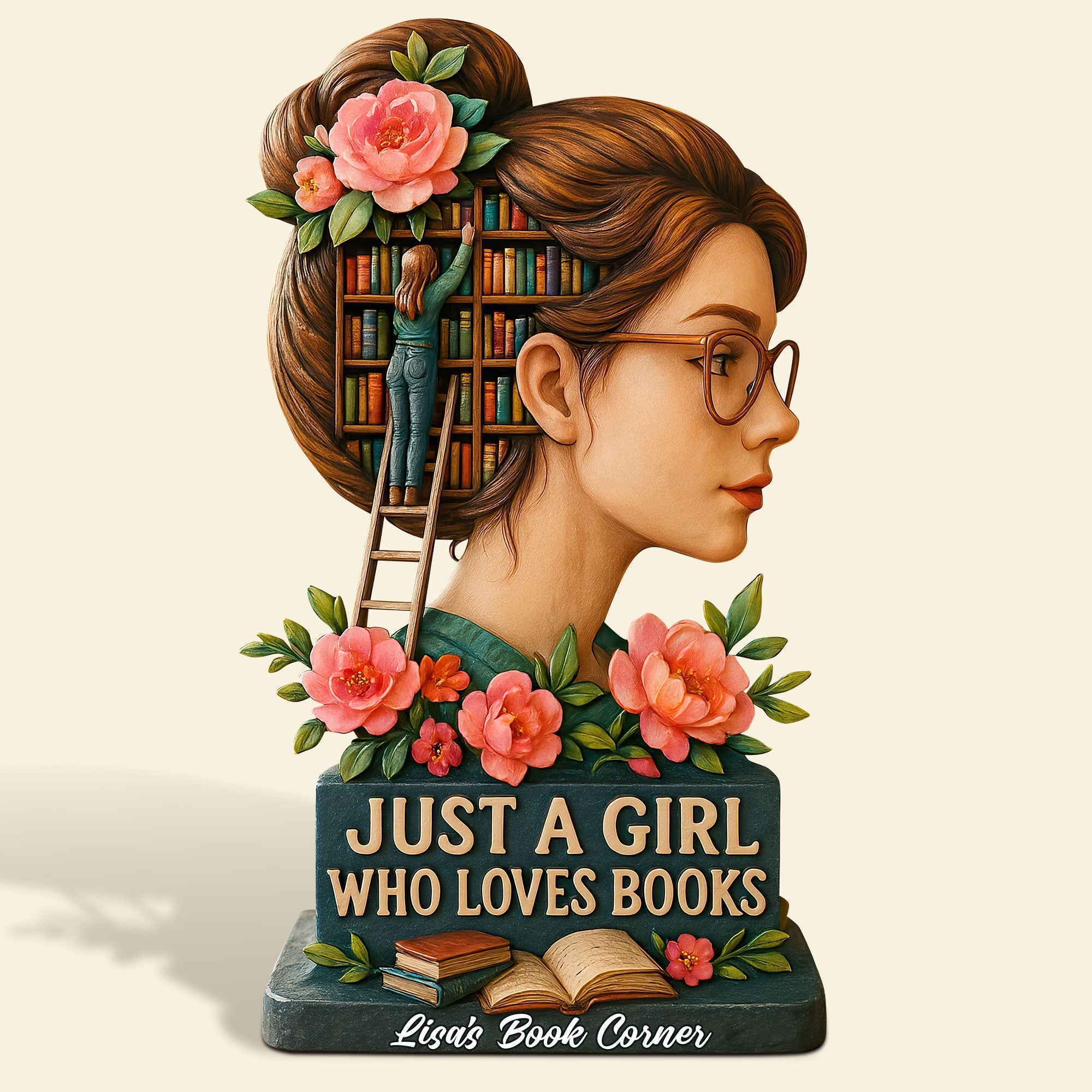 Just a Girl Who Loves Books Acrylic Plaque - Personalized Gift for Book Lovers Shaped Plaques PopCulturePrints