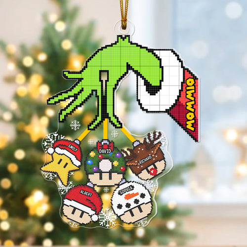 Personalized Family Christmas Ornament - Pixel Art Design Ornament PopCulturePrints