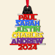 Load image into Gallery viewer, Personalized Family Name Star Sword Ornament - Sci-Fi Inspired Ornament PopCulturePrints
