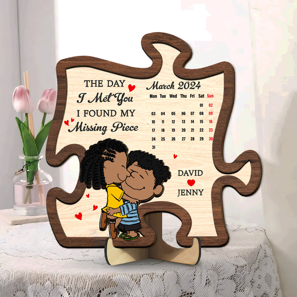 Personalized Couple Puzzle Wood Sign - Found My Missing Piece Wood Sign PopCulturePrints