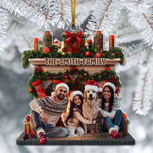 Load image into Gallery viewer, Personalized Family Christmas Ornament - Cozy Fireplace Design Ornament PopCulturePrints
