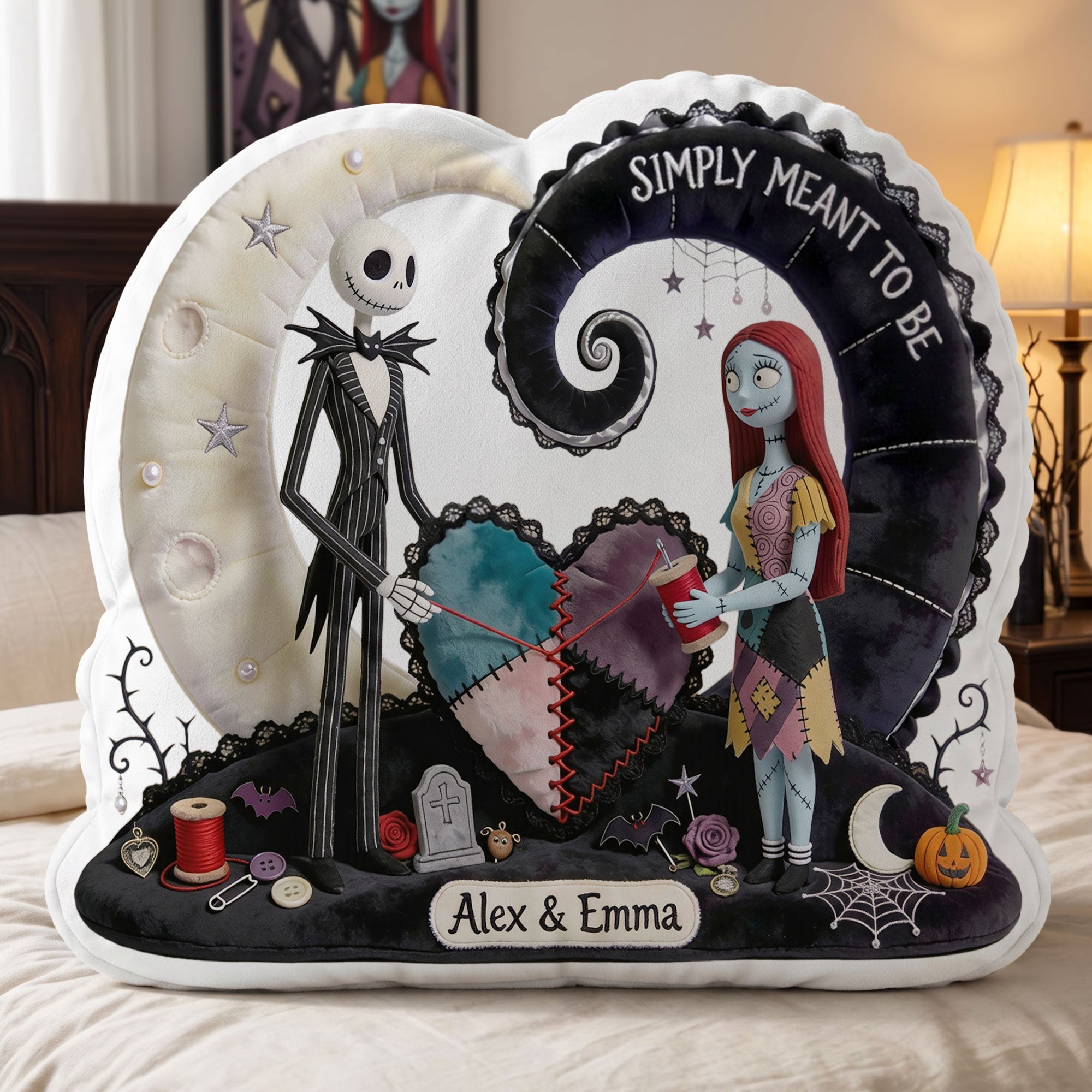 Gothic Skeleton Couple Pillow - Personalized Gift For Couples 03HATI050826 Pillow PopCulturePrints