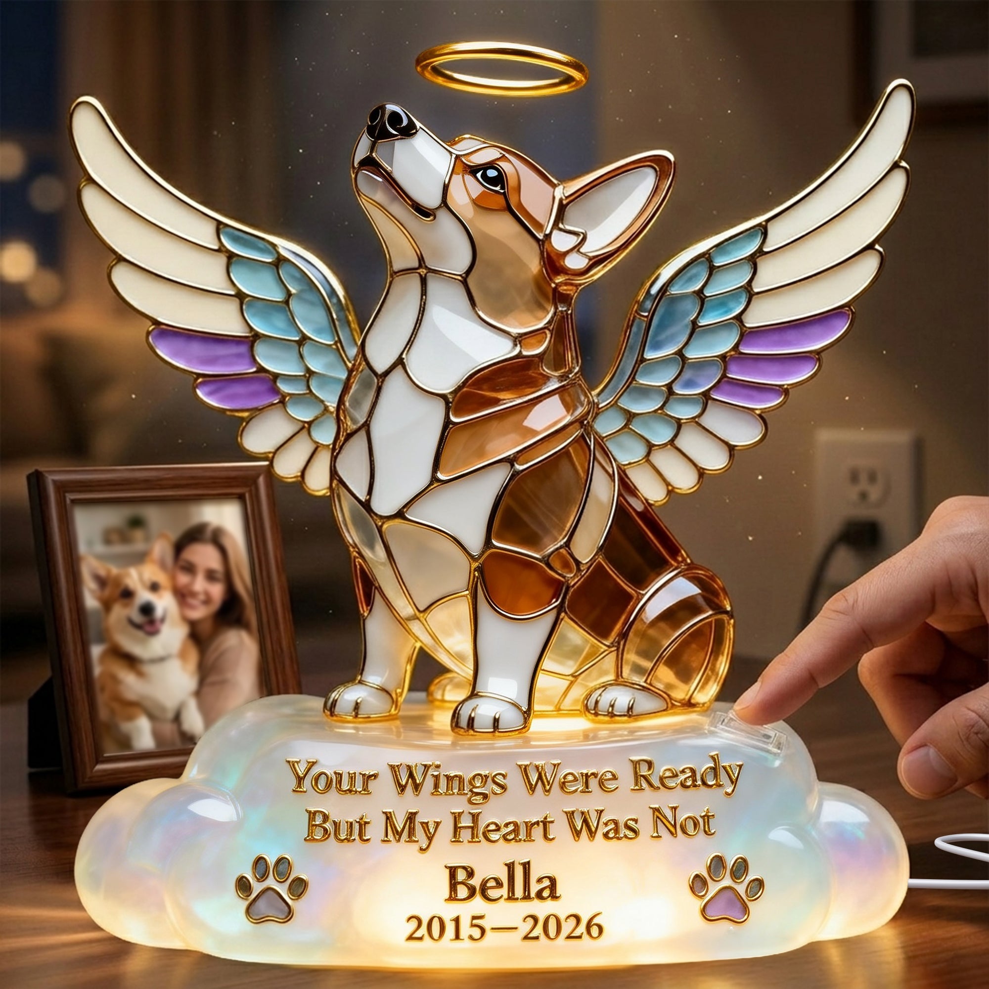 Your Wings Were Ready, But My Heart Was Not - Custom Pet Angel Memorial Light Box Light Box PopCulturePrints