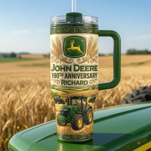 Celebrate Every Sip with Our Personalized Green Farm Tractor Tumbler - The Perfect Gift for Tractor Lovers! Tumbler Cup PopCulturePrints