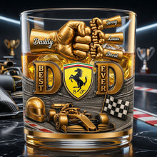 Load image into Gallery viewer, "Best Dad Ever: A Fist Bump of Love" - Personalized 11oz Round Glass for Speed Sport Fans - Ideal Gift for Dad, Grandpa, and More! Glass PopCulturePrints
