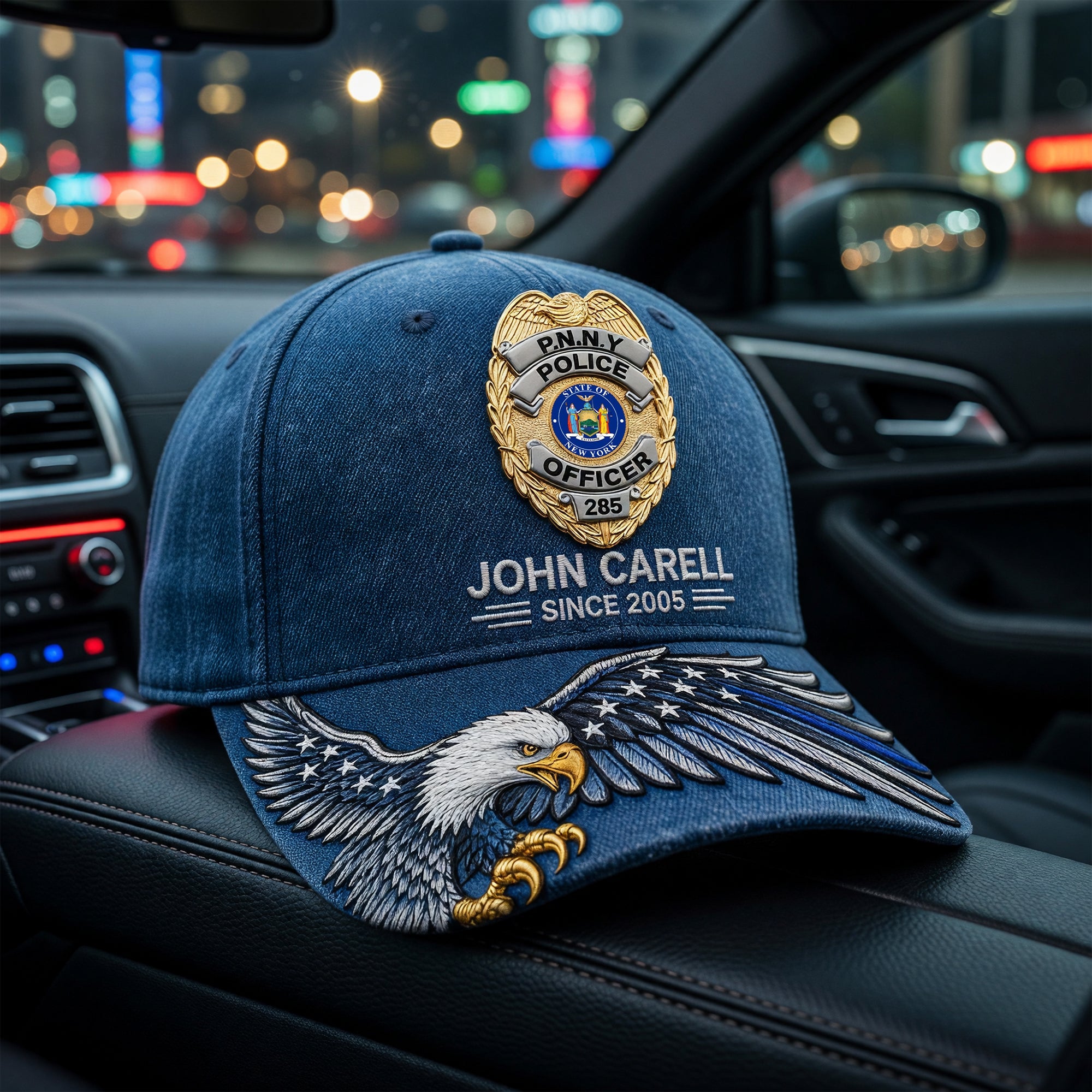 “Protect and Serve” Custom Badge Police Classic Cap - Personalized Gift for Police Officers and Law Enforcement Enthusiasts Caps PopCulturePrints