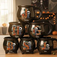 Load image into Gallery viewer, Spooky Alphabet Cauldron Mug - Personalized Halloween Gift for Your Loved Ones Cauldron Mug PopCulturePrints
