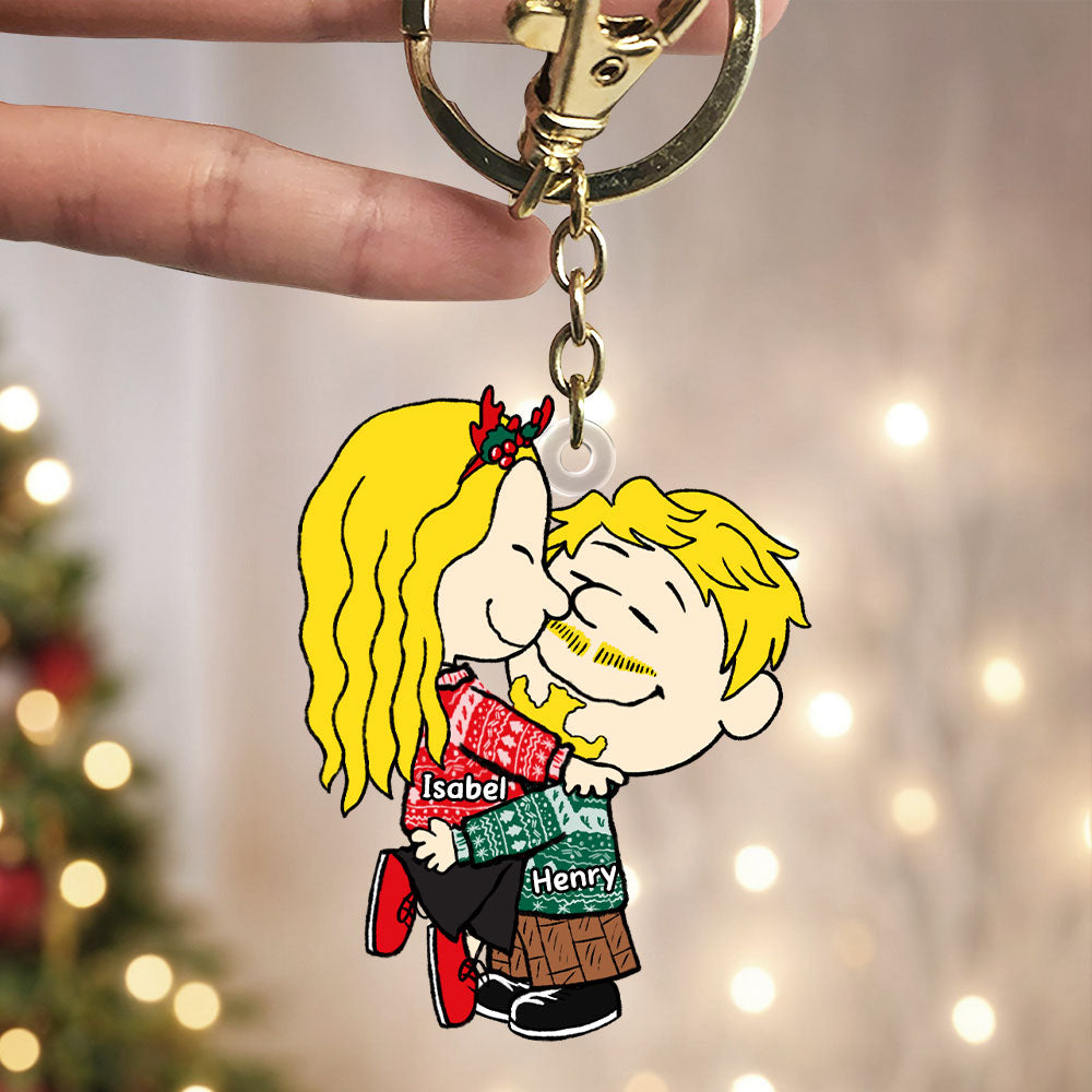 Custom Couple Christmas Keychain