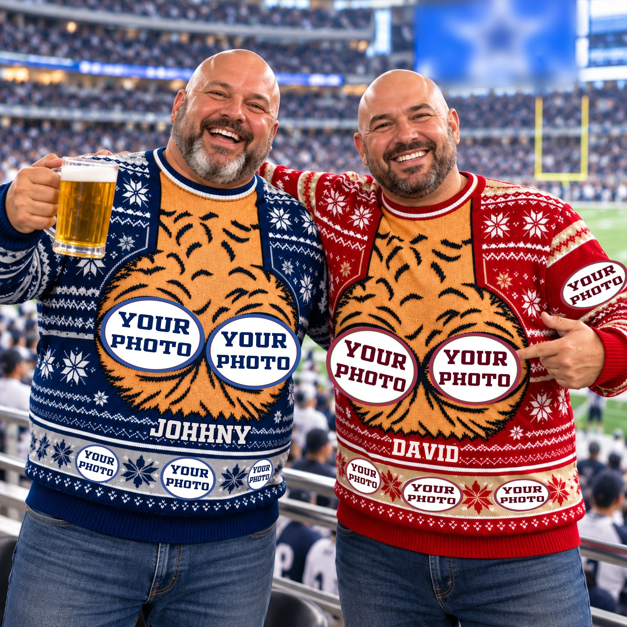 "Bring Laughter to Your Holidays with Our Funny Hairy Chest Sweater!" - Personalized 3D Knitted Ugly Sweater for Sports Lovers