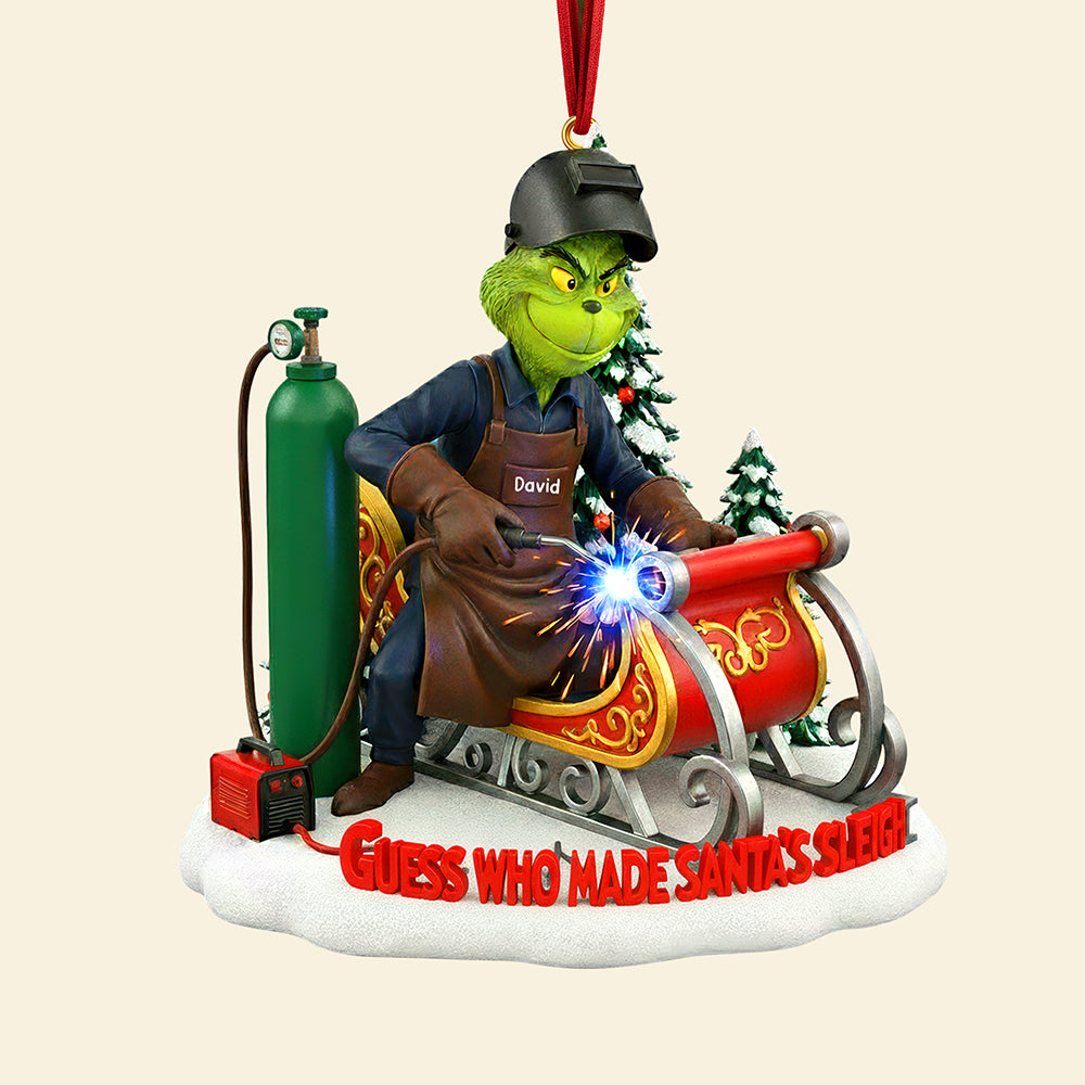 “Guess Who Made Santa's Sleigh?” - Personalized Badass Welder Christmas Ornament Ornament PopCulturePrints