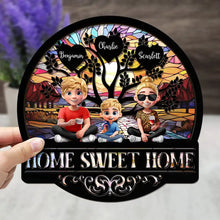 Load image into Gallery viewer, Home Sweet Home Family - Personalized 2-Layered Wooden Plaque with Stand Wooden Plaque PopCulturePrints

