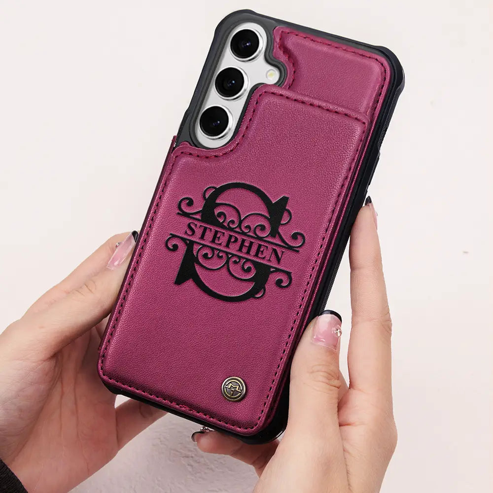 “Make It Personal: Keep Your Essentials Stylish” - Monogram Initial Personalized Leather Flip Wallet Phone Case - Gift for Anyone Who Loves Custom Style Leather Flip Wallet Phone Case PopCulturePrints