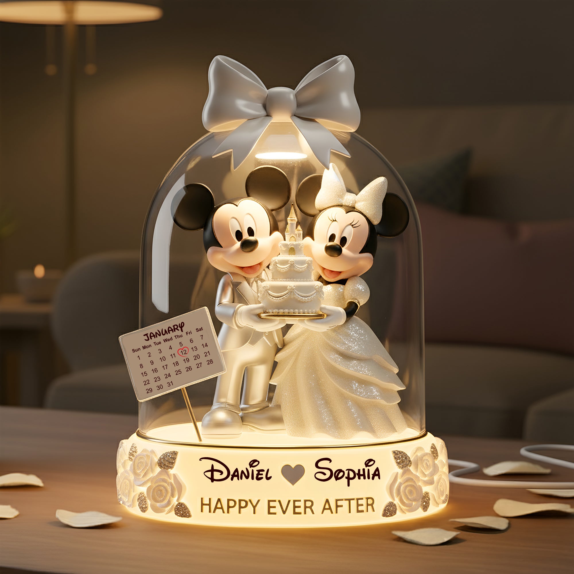 Happy Ever After: Personalized Wedding Couple Acrylic Light Box - Custom Gift for Couples Light Box PopCulturePrints