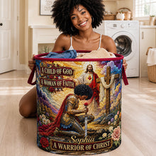 Load image into Gallery viewer, Kneeling Knight Quilted Laundry Basket - Personalized Gifts For Christians 01hudt180726 Laundry Basket PopCulturePrints
