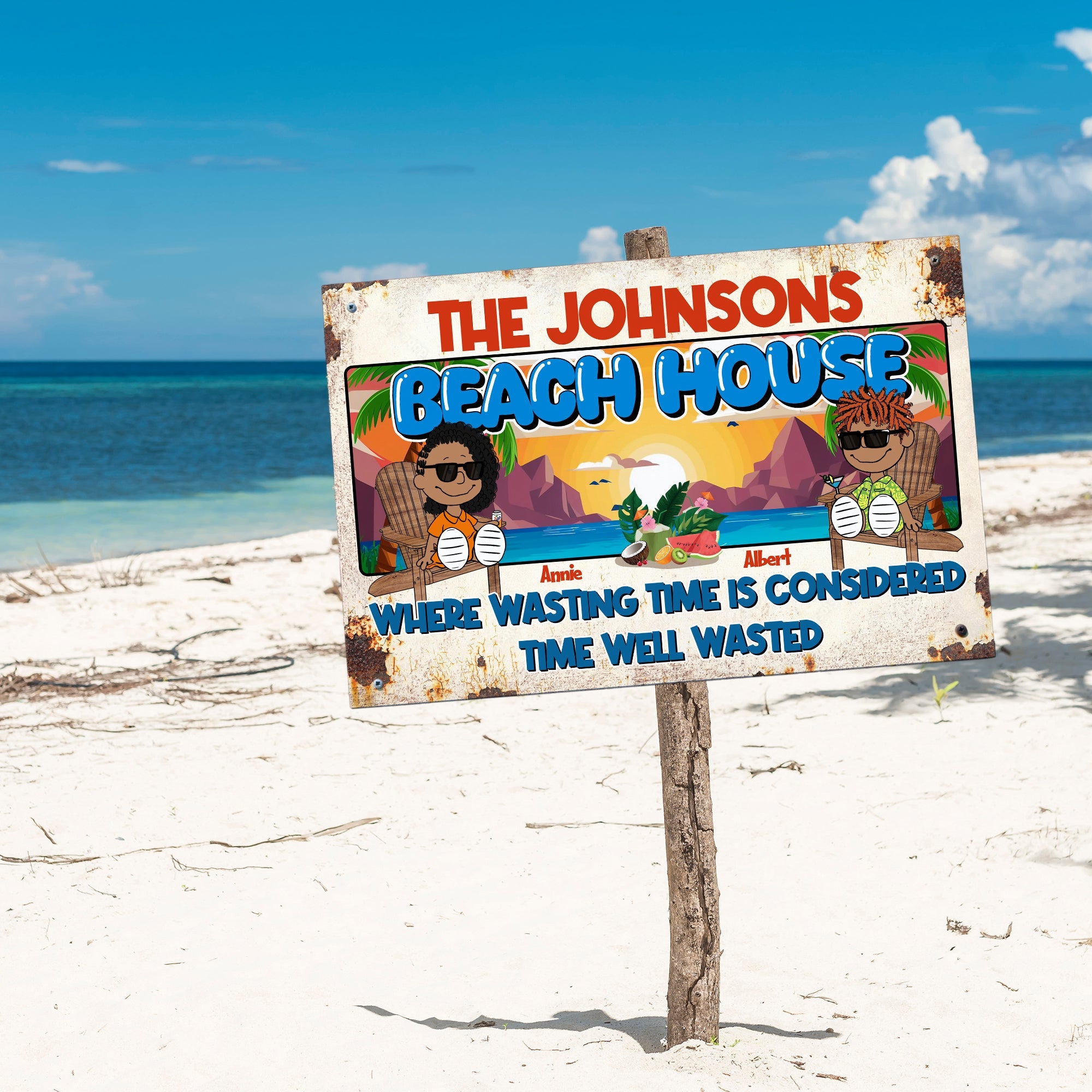 Personalized Beach House Sign | Unique Valentine's Day Gifts for Couples Metal Signs PopCulturePrints