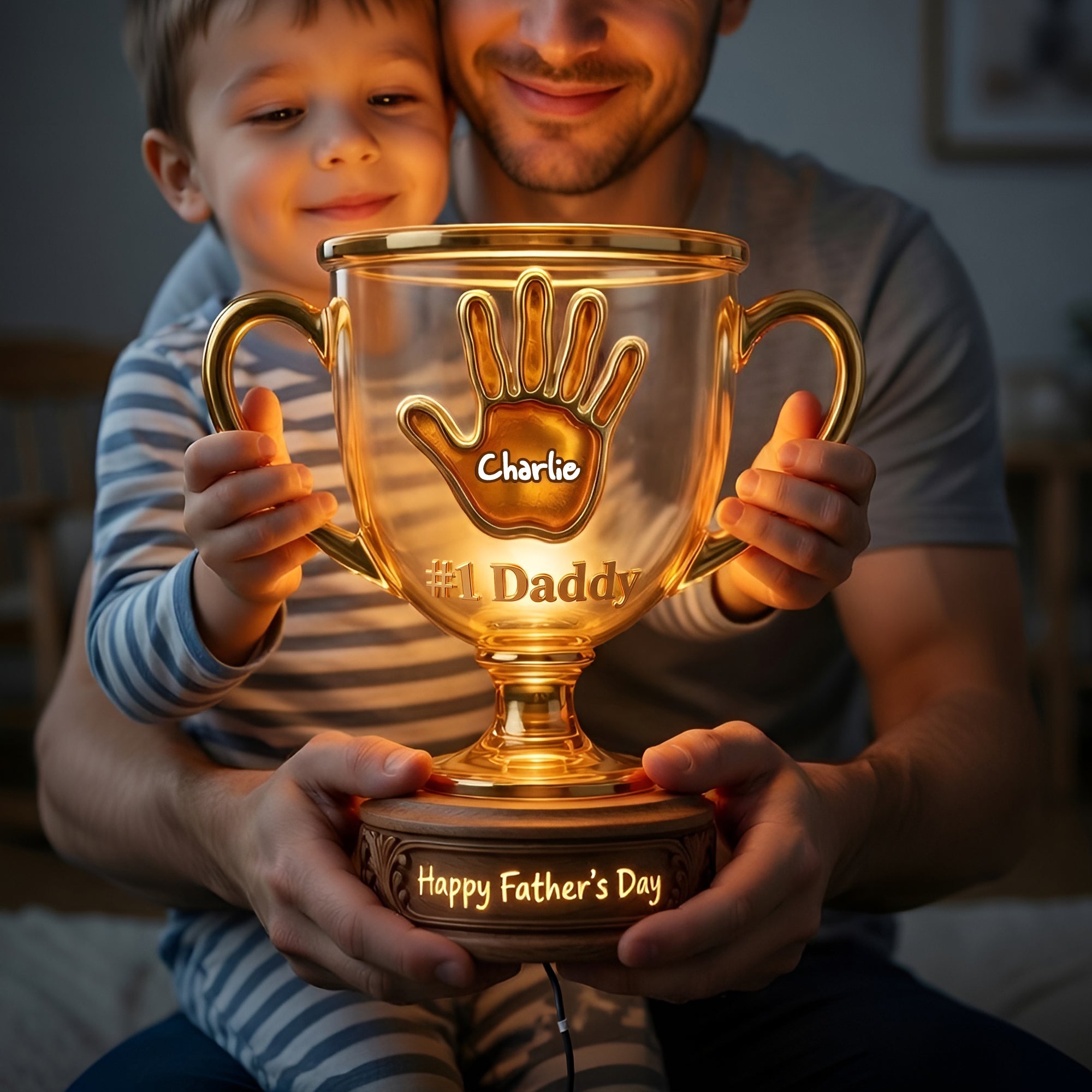 "Best Grandpa Ever!" - Personalized Trophy Acrylic Light Box - Gift for Dad, Grandpa, or Father Figures Light Box PopCulturePrints