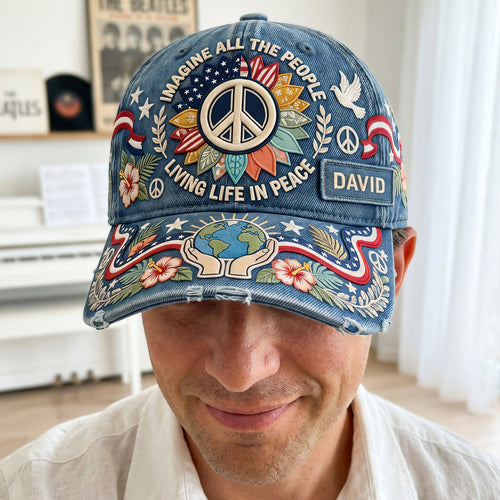 Imagine All The People - Peace Baseball Classic Cap - Personalized Gift for Everyone Caps PopCulturePrints