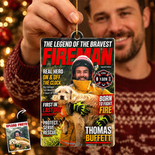 Load image into Gallery viewer, The Legend of the Bravest Firefighter Ornament - Custom Photo Keepsake Gift for Heroes Ornament PopCulturePrints
