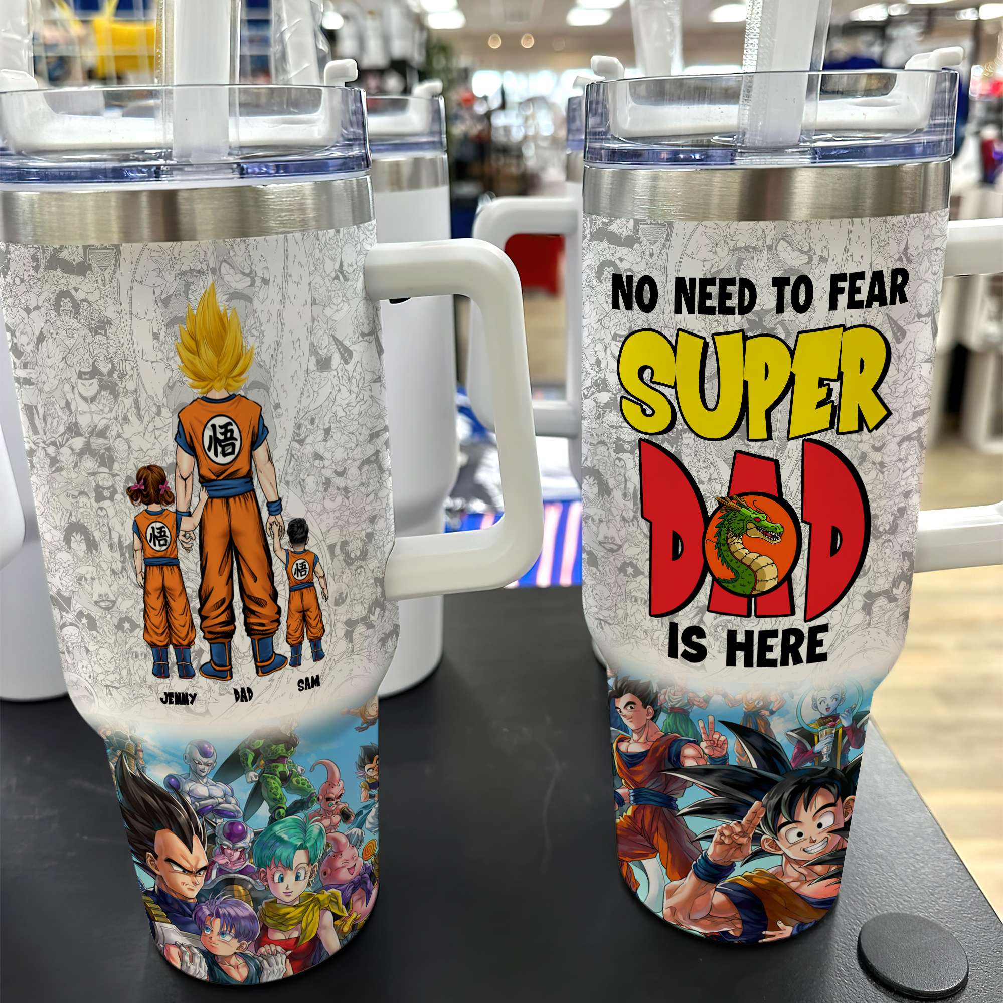 Custom Super Dad Anime Tumbler - Father's Day Gift Tumbler Cup PopCulturePrints