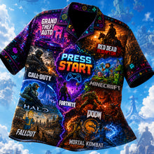 Load image into Gallery viewer, Press Start to Adventure - Custom Legends Level Hawaiian Shirt for Gamers
