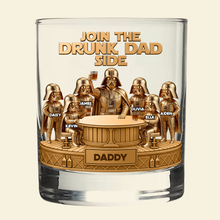 Load image into Gallery viewer, "Join the Drunk Dad Side" - Personalized Round Glass for Dad, Grandpa, and More Glass PopCulturePrints
