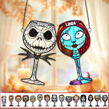 Load image into Gallery viewer, &quot;Together in Frights: Celebrate Your Love&quot; - Horror Couple Suncatcher Ornament - Personalized Gift for Horror Enthusiasts Ornament PopCulturePrints
