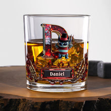 Load image into Gallery viewer, Cute Monster Letter Round Glass - Personalized Fun Drinkware for Halloween Enthusiasts Whiskey Glass PopCulturePrints
