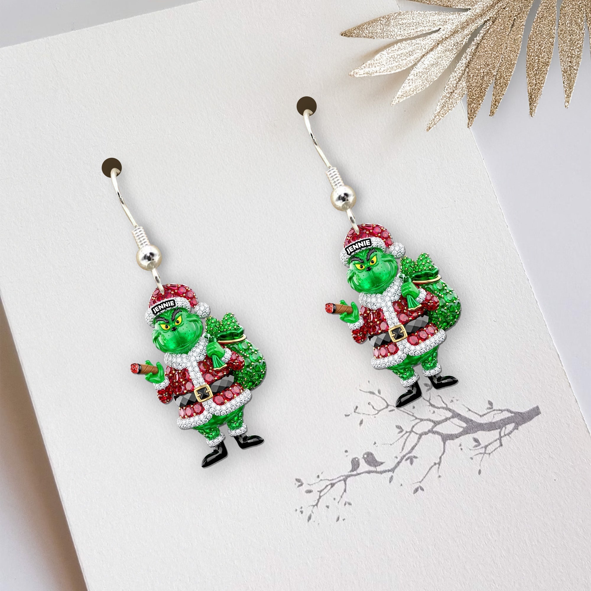“Spread Some Cheer with Our Green Monster Earrings!” - Personalized Gifts for Herb Lovers Earrings PopCulturePrints