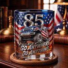 Load image into Gallery viewer, 85 Years of Rugged Heritage - Personalized Round Glass Gift for Adventure Seekers Glass PopCulturePrints

