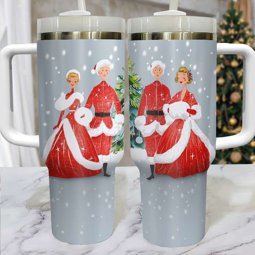 Vintage Christmas Personalized Tumbler with Handle