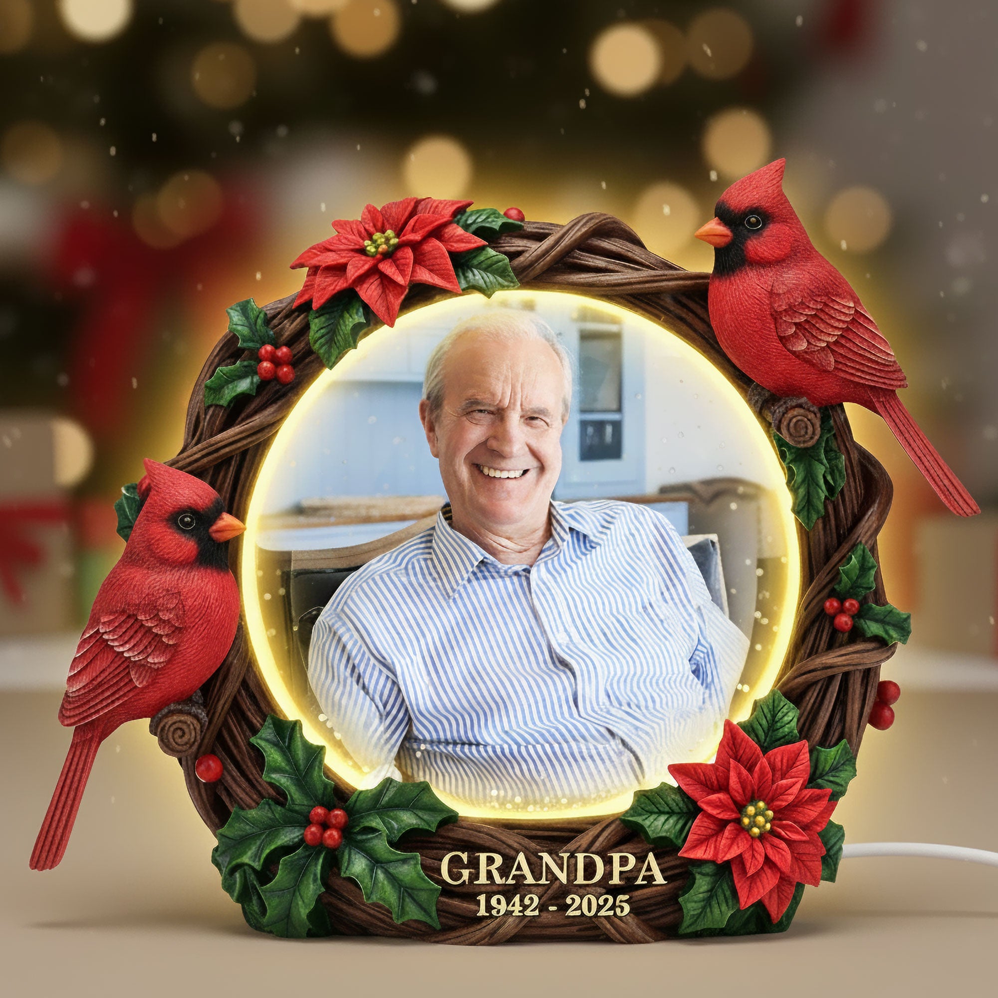 "Cherish Your Memories with Light" - Custom Acrylic Light Box for Grandparents - Personalized Gifts for Loved Ones Light Box PopCulturePrints