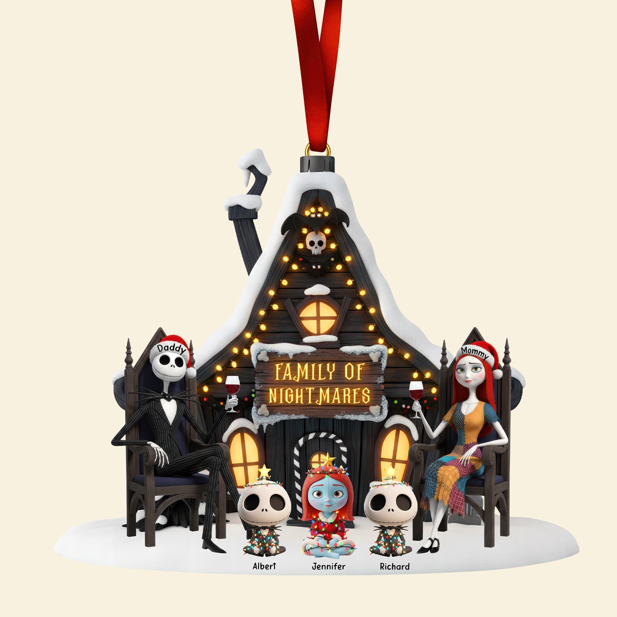 “Bring Joy to Your Spooky Family Holiday!” - Spooky Family Christmas Ornament - Personalized Gift for Families Ornament PopCulturePrints