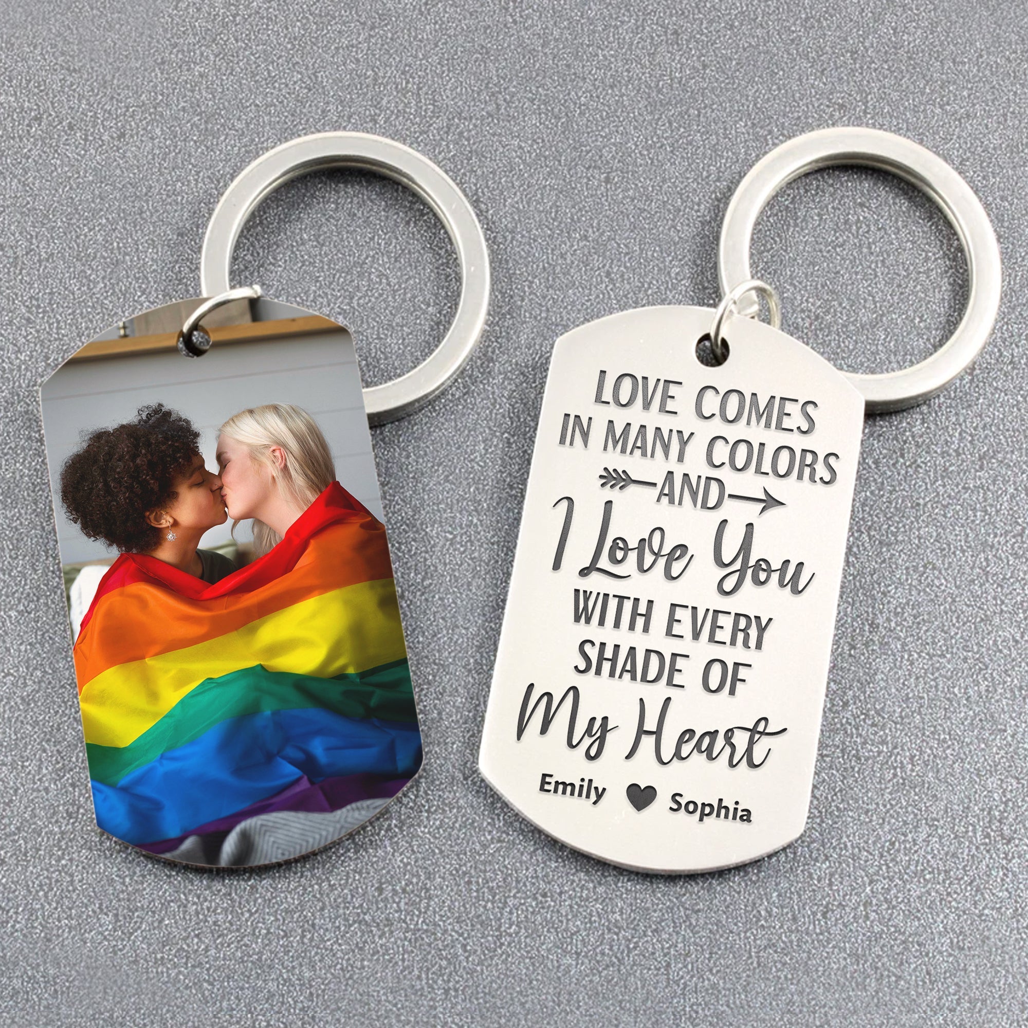 Personalized LGBTQ+ Couple Keychain - Custom Photo Gift Keychains PopCulturePrints