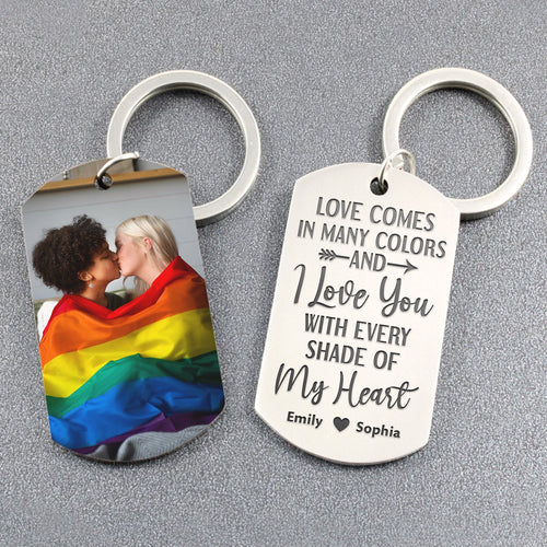 Personalized LGBTQ+ Couple Keychain - Custom Photo Gift Keychains PopCulturePrints