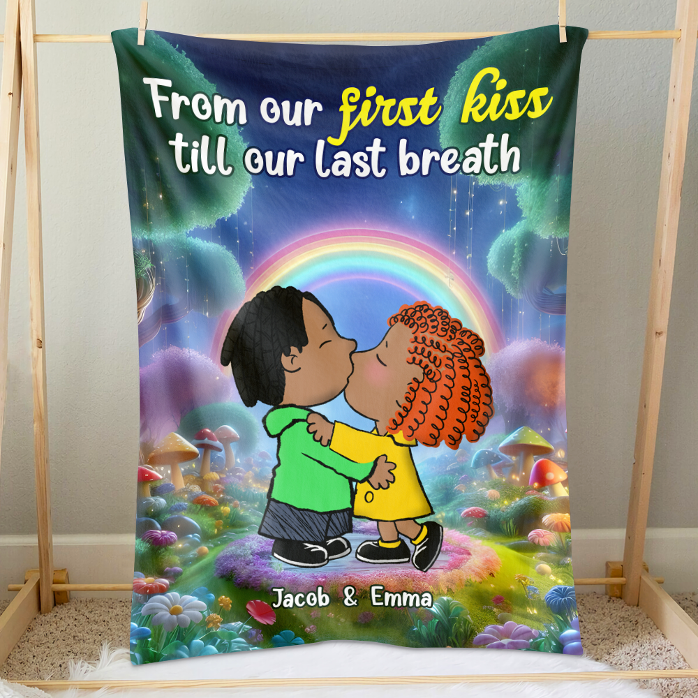 Personalized Couple Blanket: From Our First Kiss to Our Last Breath Blanket PopCulturePrints
