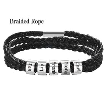 Load image into Gallery viewer, Custom Family Name Braided Leather Bracelet for Dad Bracelets PopCulturePrints
