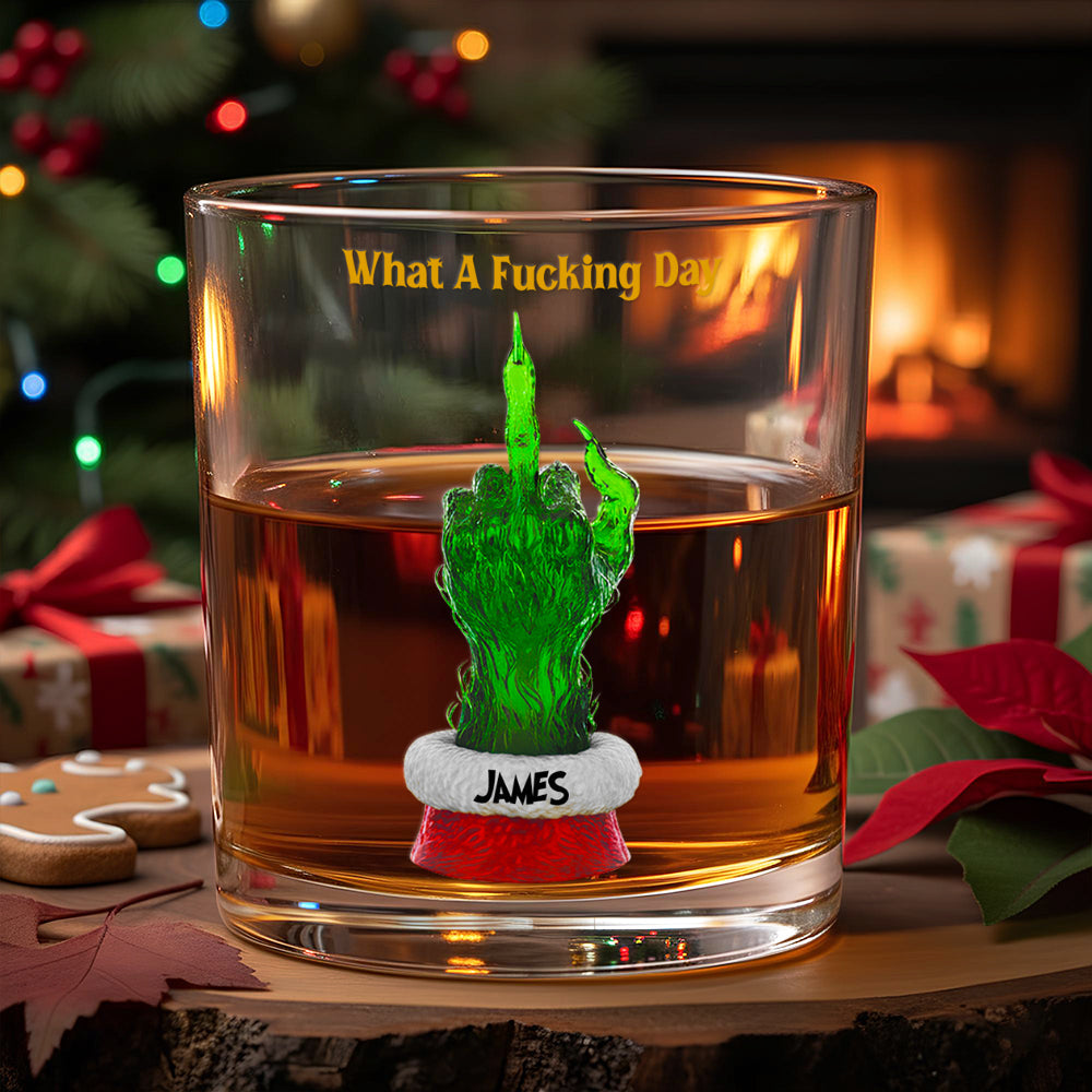 What A Fucking Day - Funny Round Glass - Personalized Christmas Gift for Him/Her Glass PopCulturePrints