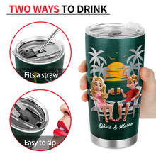 Load image into Gallery viewer, Couple Beach Love You To The Beach &amp; Back - Personalized Tumbler Tumbler PopCulturePrints

