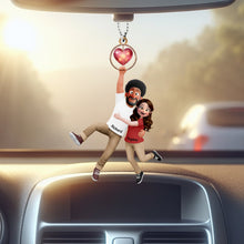 Load image into Gallery viewer, Love in Every Drive: Personalized Fun Hanging Couple Car Ornament Ornament PopCulturePrints
