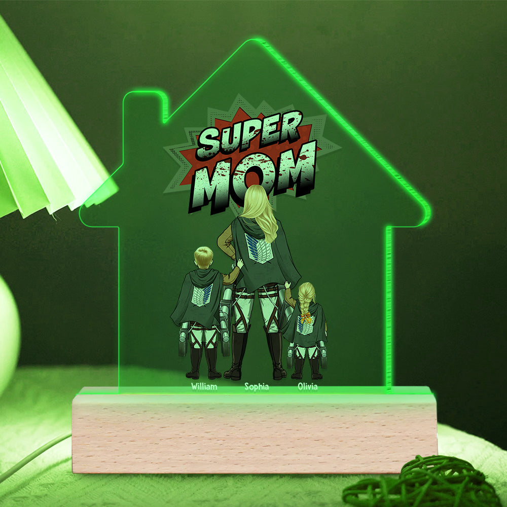 Personalized Super Mom LED Light - Custom Anime Design for Mother's Day