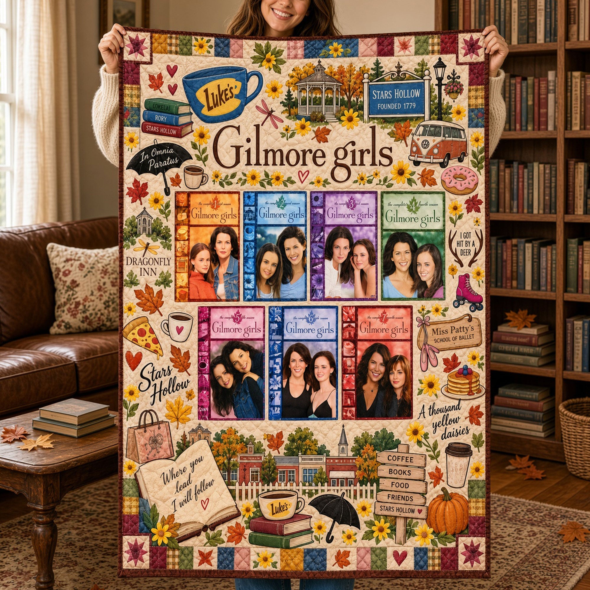 Where You Lead, I Will Follow - Cozy Autumn Small-Town Blanket - Personalized Gift for Gilmore Girls Fans Blanket PopCulturePrints